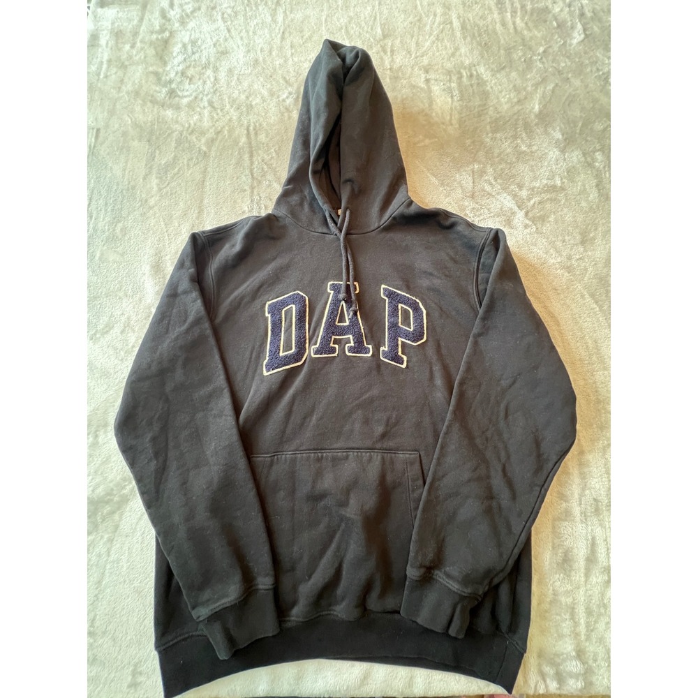 Gap Dapper Dan Hoodie Mens Medium Black DAP Logo Pullover Sweatshirt
